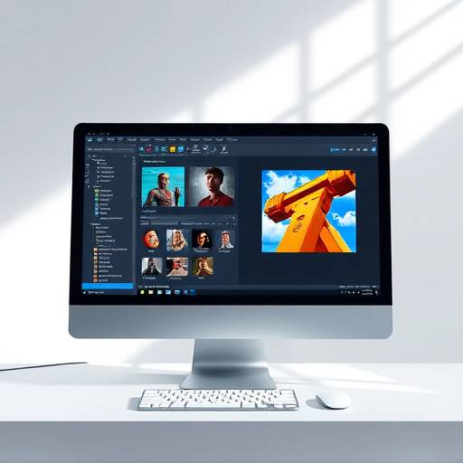 Design software interface on a computer screen, representing graphic design course