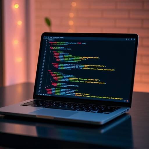 Laptop displaying lines of code, representing web development course