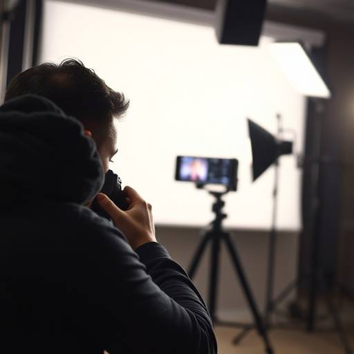 Professional photographer taking a photo, representing photography course